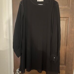 Zara Black Pleated Dress